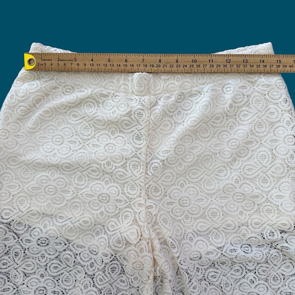 Crochet Lace Wide-Leg Pants‎ MED Fringe Hem Boho Festival Woodstock Palazzo NWT - Picture 10 of 12